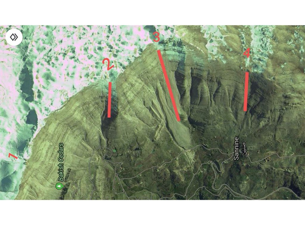 south face of sannine Map